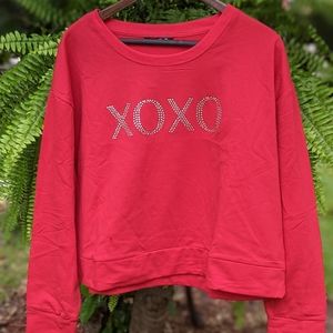 XOXO RHINESTONE CROP SWEATSHIRT JUNIOR XL